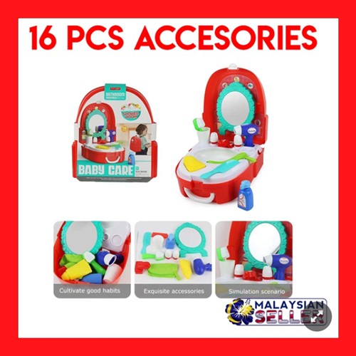 [7F702] Portable Backpack Pretend Game Bathroom Backpack Baby Care Toy Shopee Malaysia