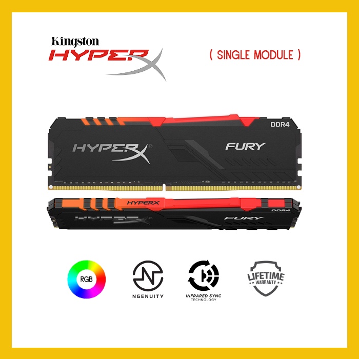 Kingston HyperX Fury RGB 8GB DDR4 3200 CL16 Desktop Memory / RAM / HX432C16FB3A/8