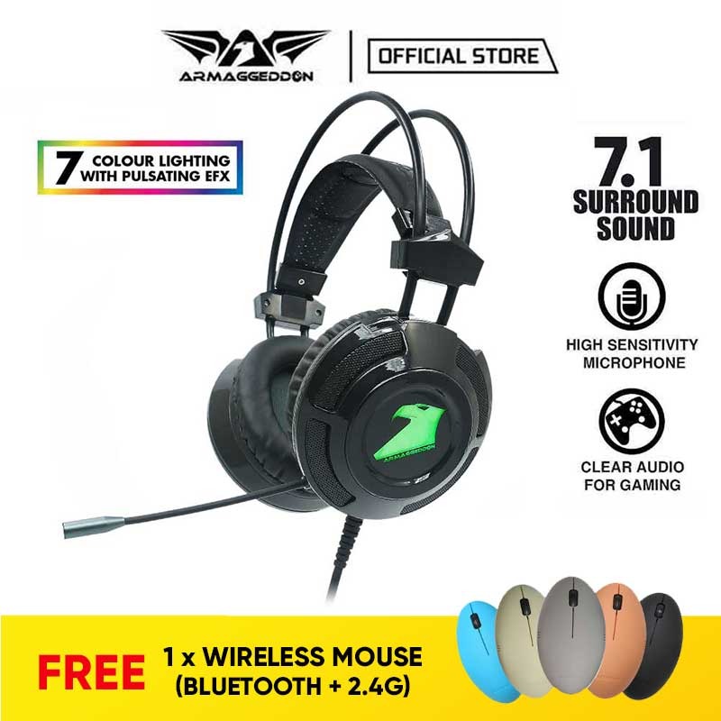 Armaggeddon Nuke 9 Gaming Headphones With Mic 7 1 Stereo Sound Compatible Ps4 Free 2 4g Wireless Mouse Shopee Malaysia