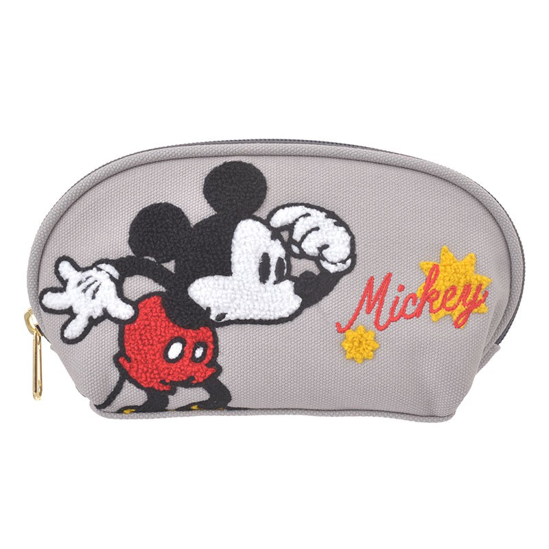 Disney Mickey Zipper Style Full Open Embroidery Cosmetic Bag/Small Bag~Japan~Xinxin Shop