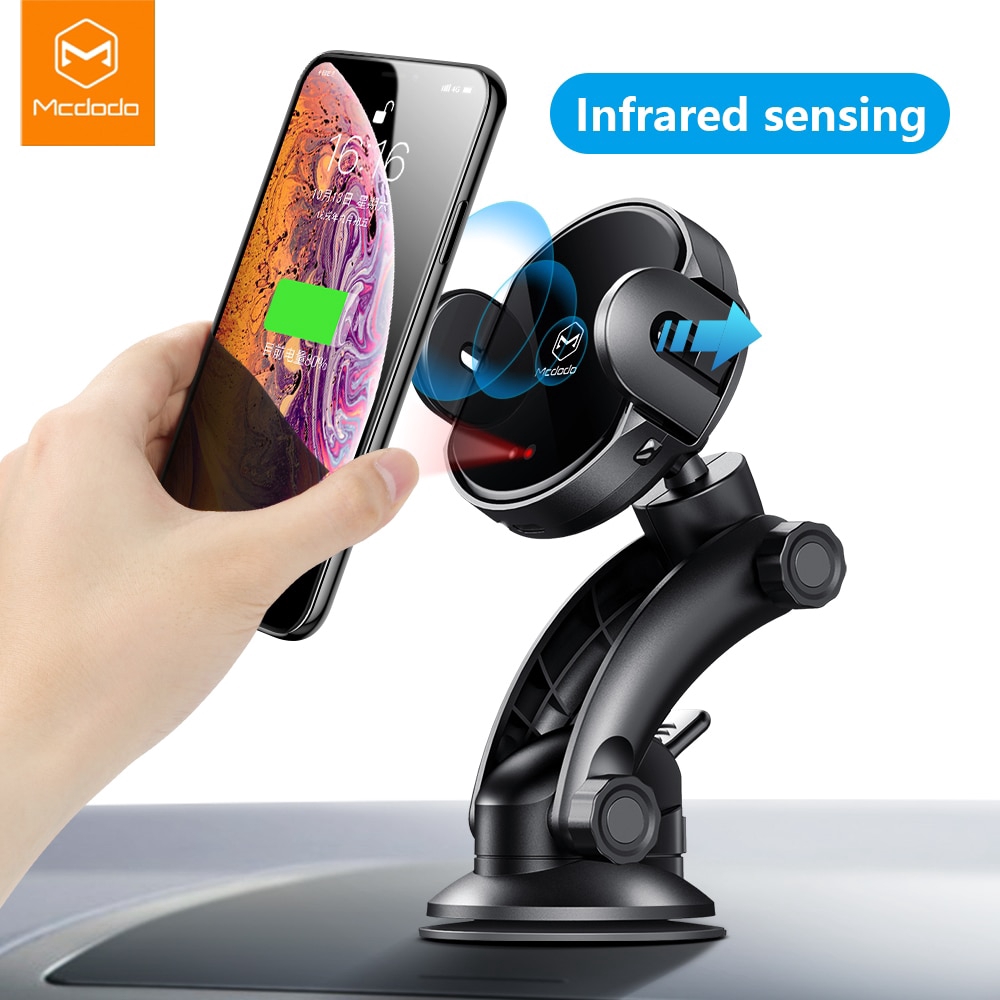 Huawei Samsung Galaxy S10/S9/S8 Note 10/9/8 Usams Wireless Car Charger Black Qi 10W Fast Wireless Charge Automatic Clamping Car Phone Holder Vent & Suction Mount for iPhone XS Max/XR/X/8 Plus 