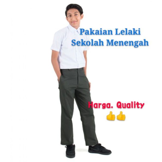 Uniform Baju Kemeja Putih Dan Seluar Hijau Lelaki Sekolah Menengah Shopee Malaysia