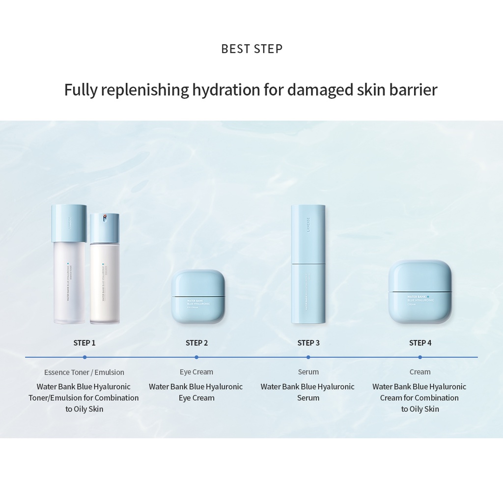 ขายLaneige Water Bank Blue Hyaluronic Emulsion for Combination to Oily  Skin120 ml.อิมัลชั่นที่สําหรับผิวผสม-ผิวมัน  ให้ความชุ่มชื่นด้วยเนื้อสัมผัสที่บางเบาและอ่อนนุ่ม ไม่เหนียวเหนอะหนะ  ควบคุมสมดุลของความชุ่มชื้นและน้ํามันบนผิว