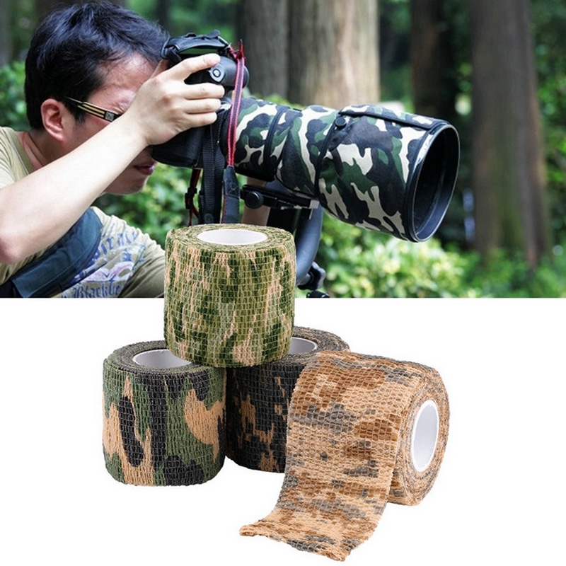 5 Rolls 5CM*4.5M Bionic camo Gun Wrap Rifle Gun Hunting Camouflage Stealth Tape