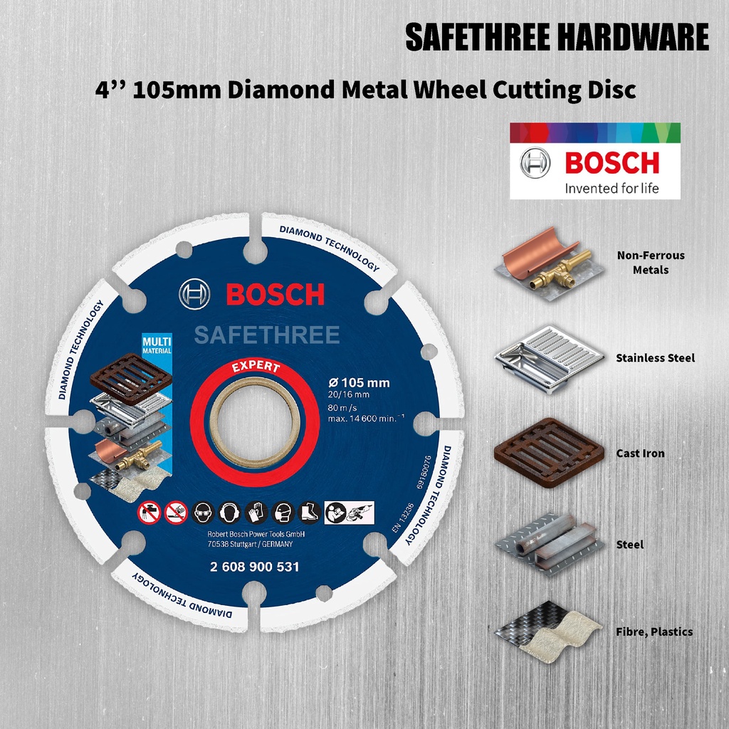Bosch 4'' Expert Diamond Metal Wheel Cutting Disc (105 x 20/16mm) For