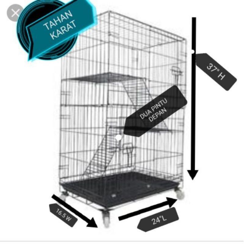 READY STOCK) 2 lever cat cage / sangkar kucing 2 tingkat wrougth 