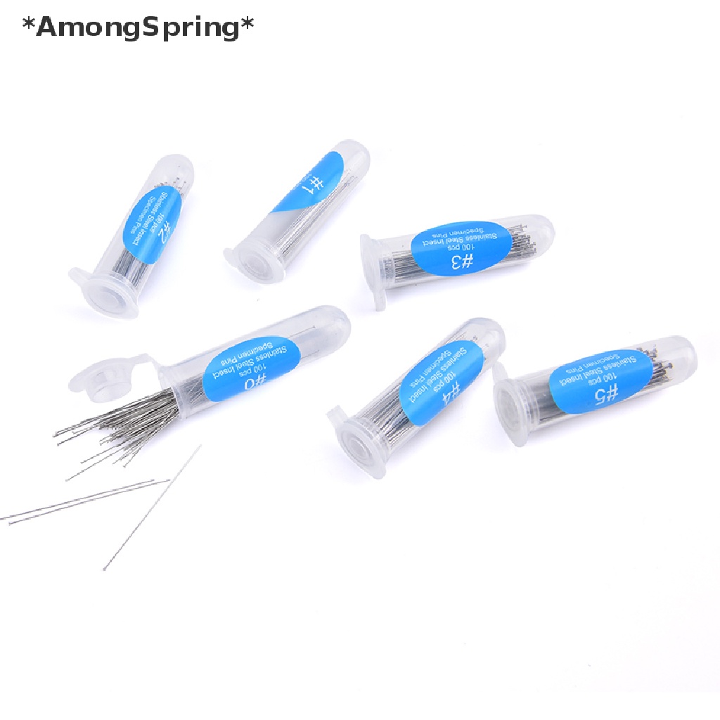 [[AmongSpring]] 100 Pcs Insect Pins Specimen Needle Stainless Steel School Lab Entomology Needle [Hot Sell]