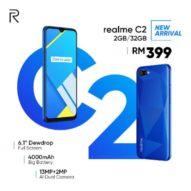 Realme C2 2 32gb 1year Warranty 100 Original Malaysia Set Shopee Malaysia