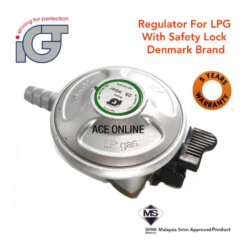 IGT Type A120 Gas Regulator for LPG W/O EFV With SAFETY LOCK (Denmark