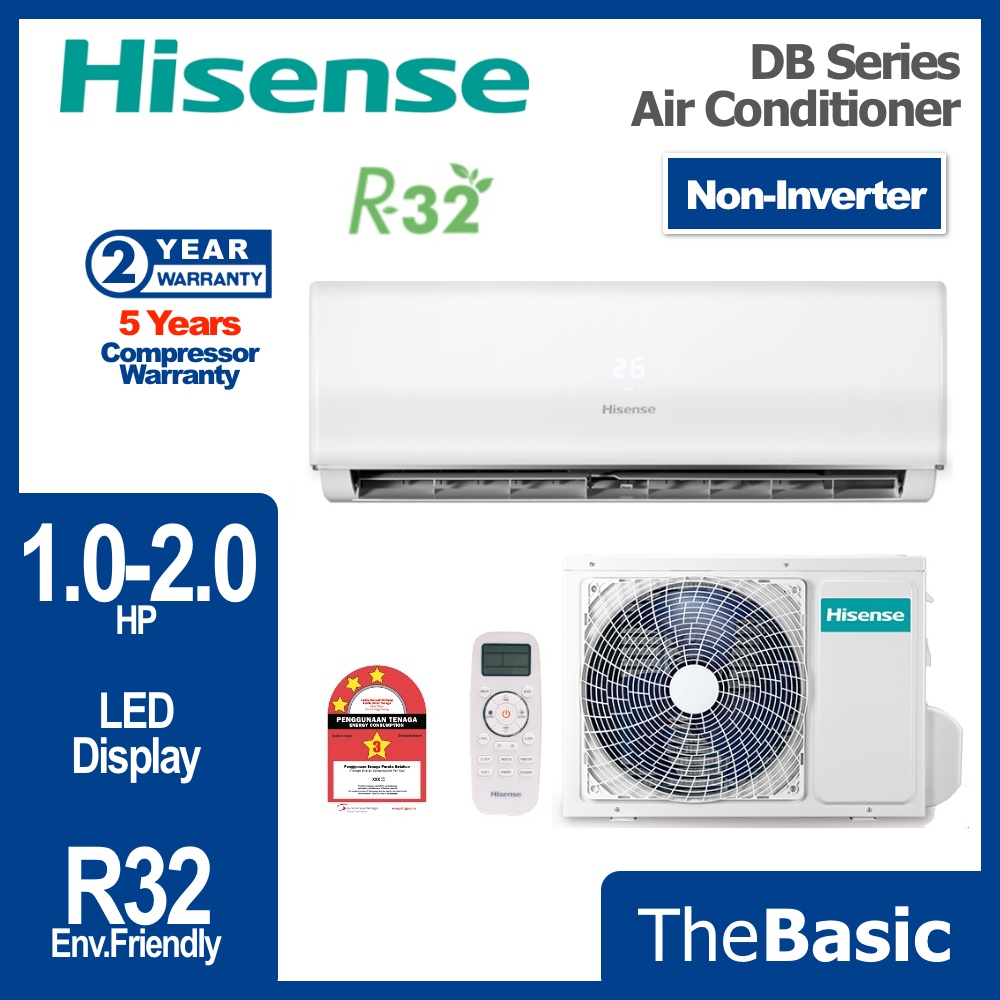 Hisense Aircond 1hp15hp2hp R32 Non Inverter Air Conditioner With Ionizer Filter An10dbg 3041