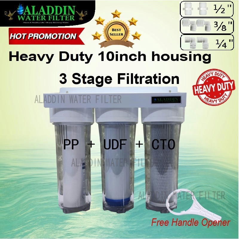 Heavy Duty 10" 3 Stage PRE FILTER All Model (Coway,Elken,Cuckoo ,SK Magic Jitsoo can use) Set with filter