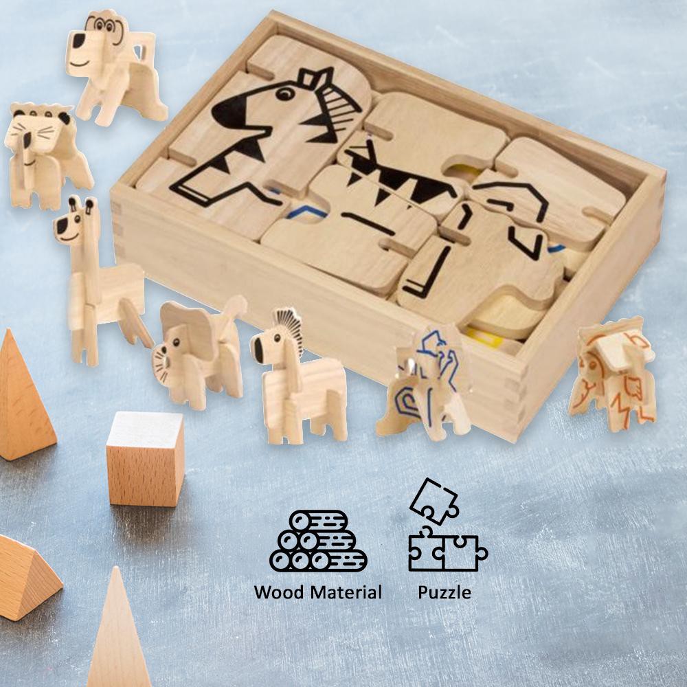 wooden puzzle animals