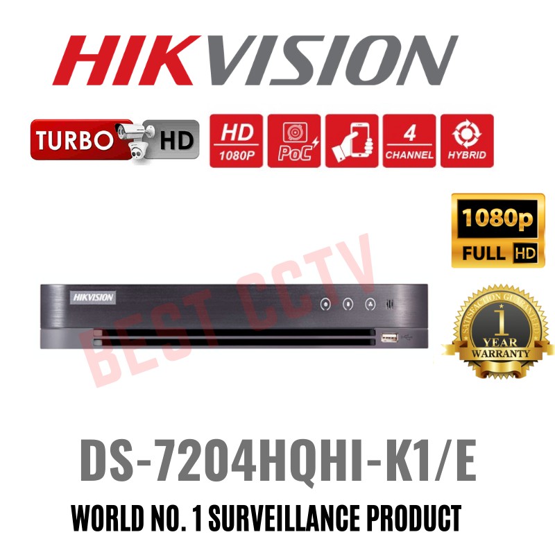 Hikvision Cctv Dvr 4 Channel Digital Video Recorder Decorder Ds 74hqhi K1 E 4ch Turbo Full Hd 2mp 4mp Shopee Malaysia