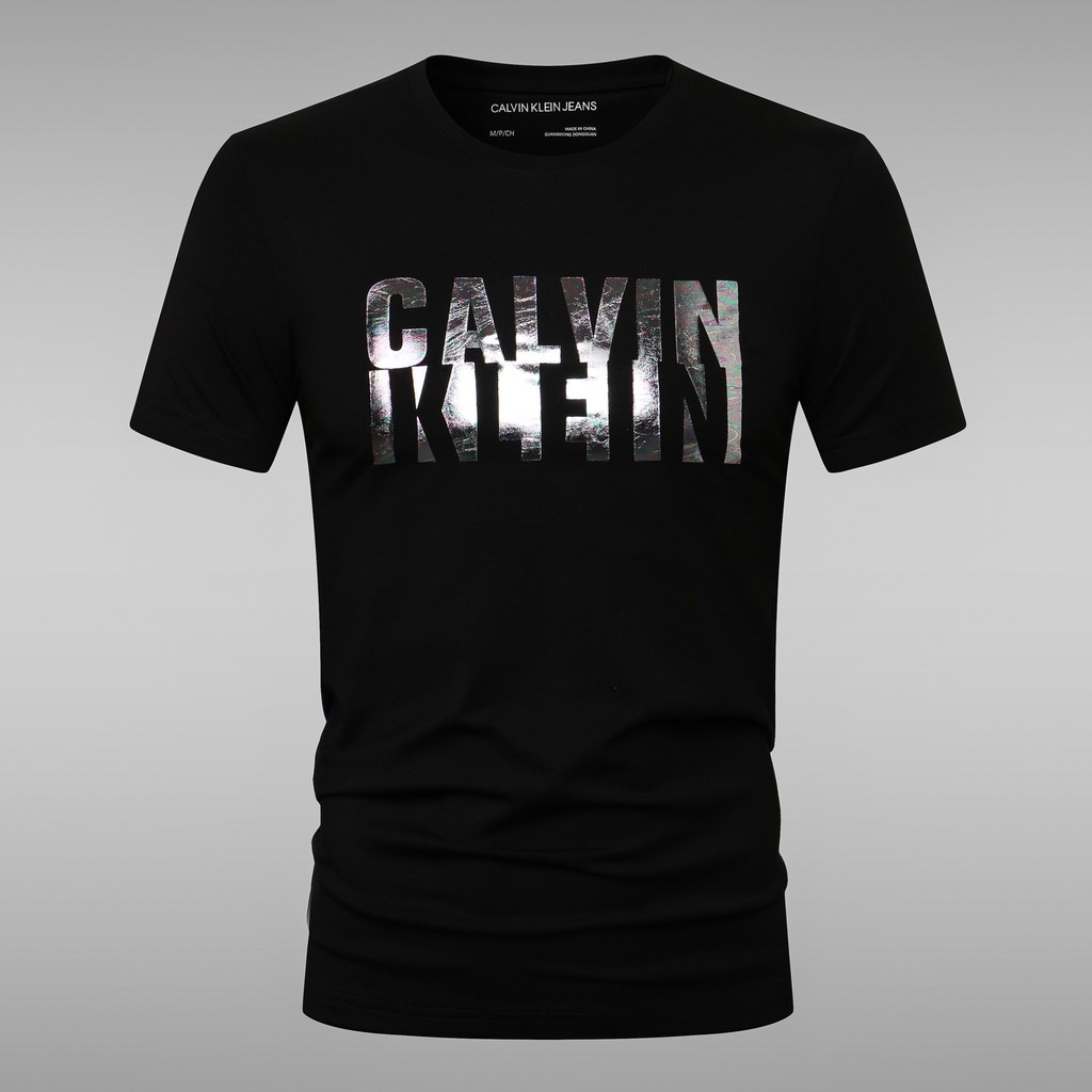 Calvin Klein Summer New Ck Short Sleeved T Shirt Mens Round Neck Printing Letters Slim Mens