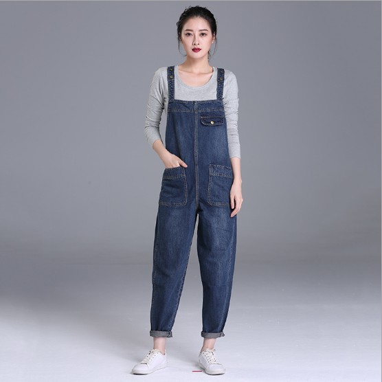 Women Plus Size Cotton Denim Jumpsuit Dungaree Jeans Jumpsuit Korean Fashion Shopee Malaysia