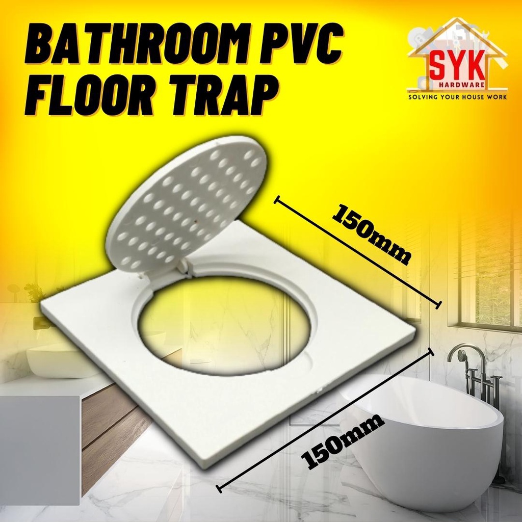 SYK PVC Plastic Bathroom Floor Trap Cover White 6 Inch Floor Drain Hole