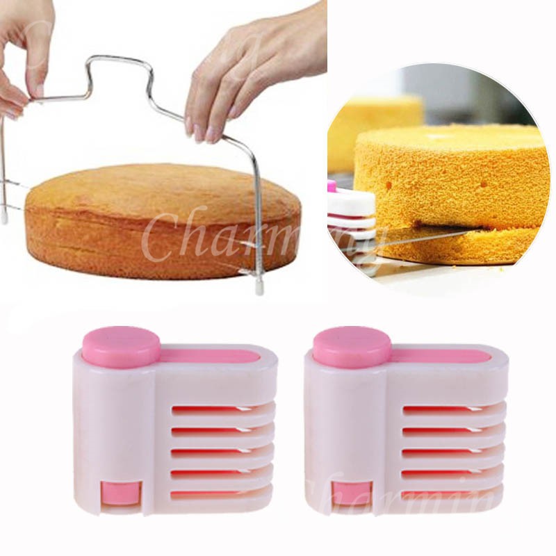 ❉ Cake Slicer Bread Cake Split Toast Slice Layered Auxiliary Divider Pair Double Line Cake Cutter Layerer Baking Tool