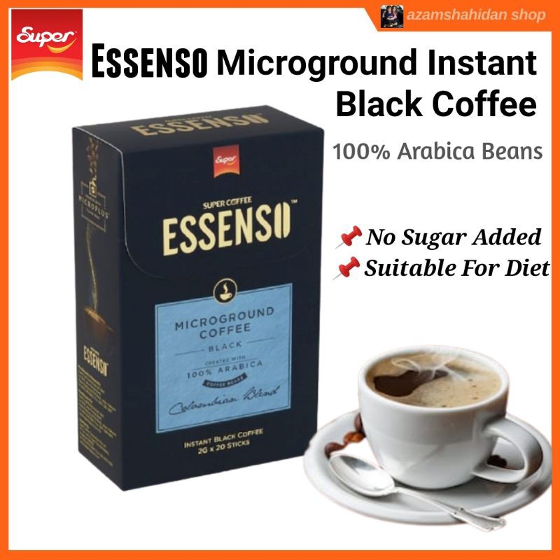 Ready Stock Essenso Microground Black Coffee Colombian Blend 2g X 20 Sticks Caffeine Kopi Diet Tanpa Gula Sihat Kafein Shopee Malaysia