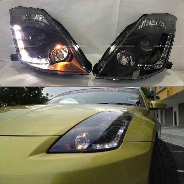 Nissan Fairlady 350Z Head Lamp 20032005 Projector DRL LED Black 100