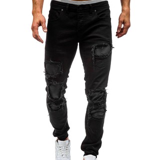 mens jeans with leather knee patches