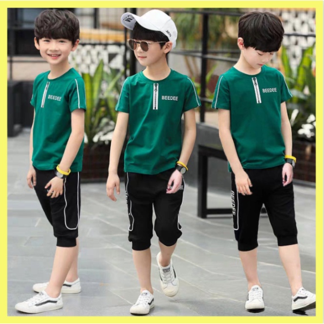 Little Boy Sports Suit,Short Sleeve Round Collar Tops and Shorts for Boys and Girls，6 Years-12 Years Children Casual Two-Piece Clothes Set 