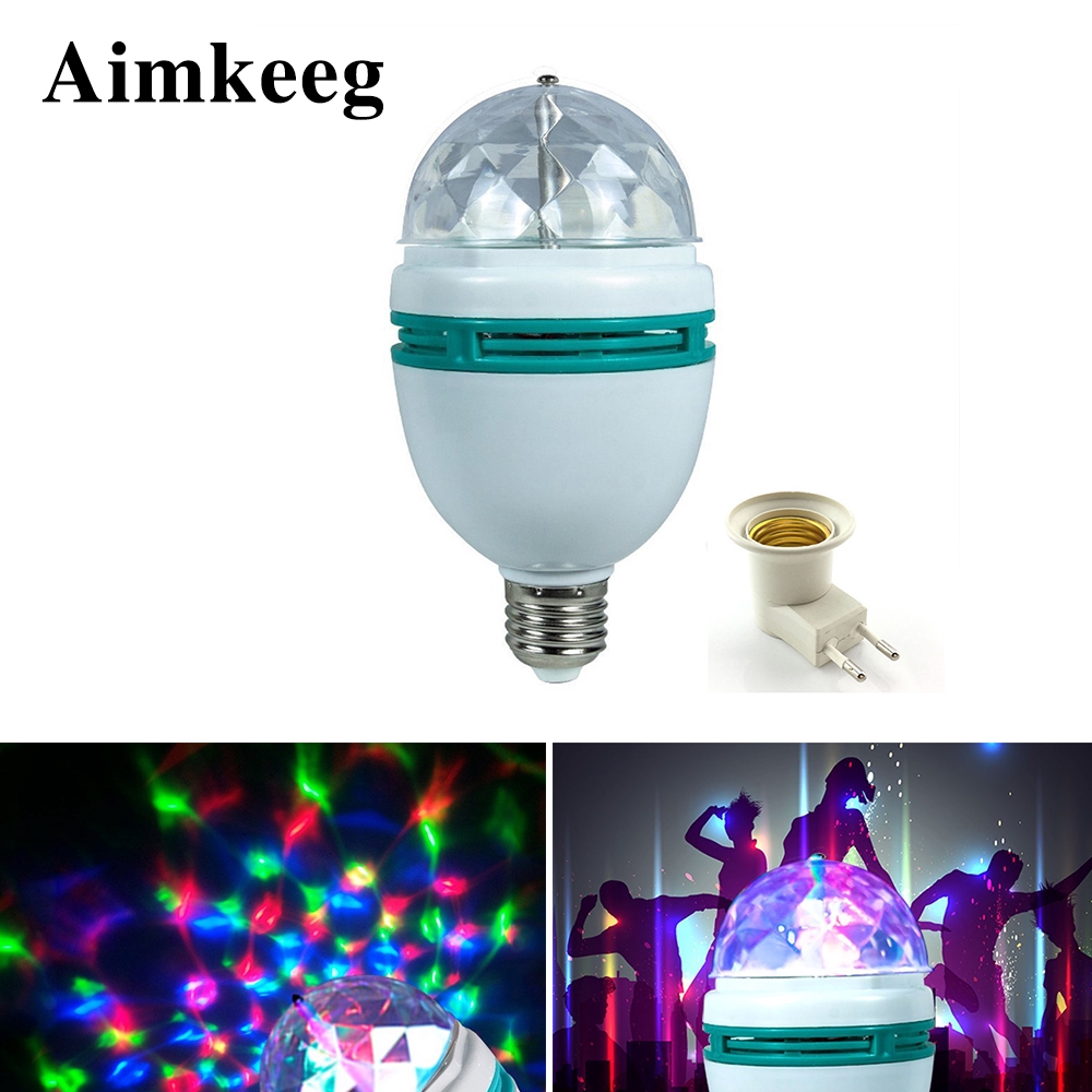 Decoration Auto Colorful Home Stage Party USB RGB LED Bulb Rotating Light 5W