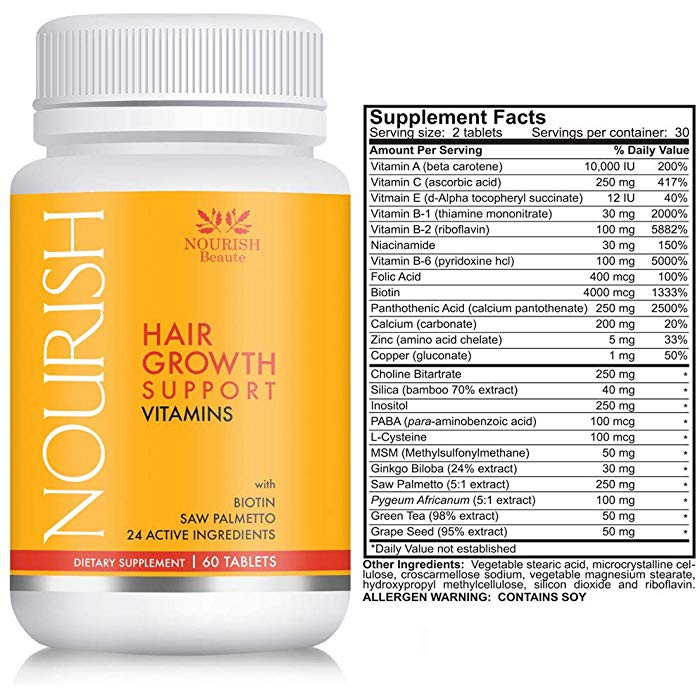 Nourish Beaute Hair Growth Vitamins Hair Loss Thinning Regrowth 60 1529