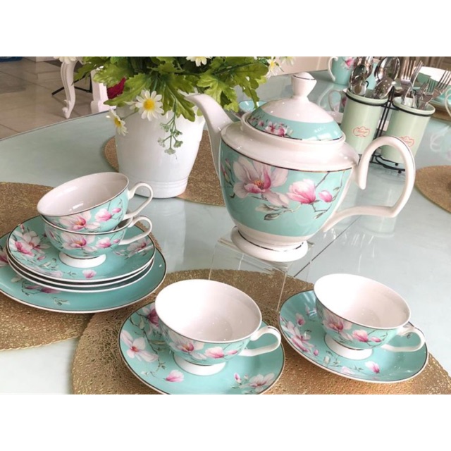 Set Minum Petang 14 Unit Tiffany Blue Magnolia Gt Tb 14pcs Fr2 Shopee Malaysia