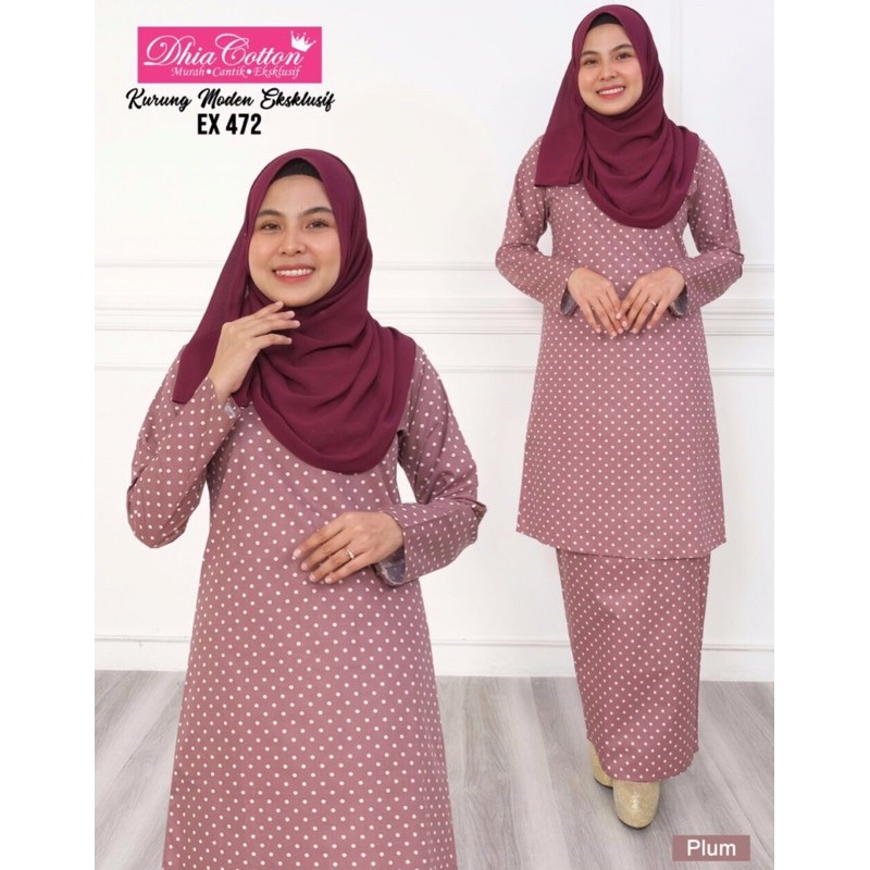 Baju Kurung Cotton Moden Warna Unggu