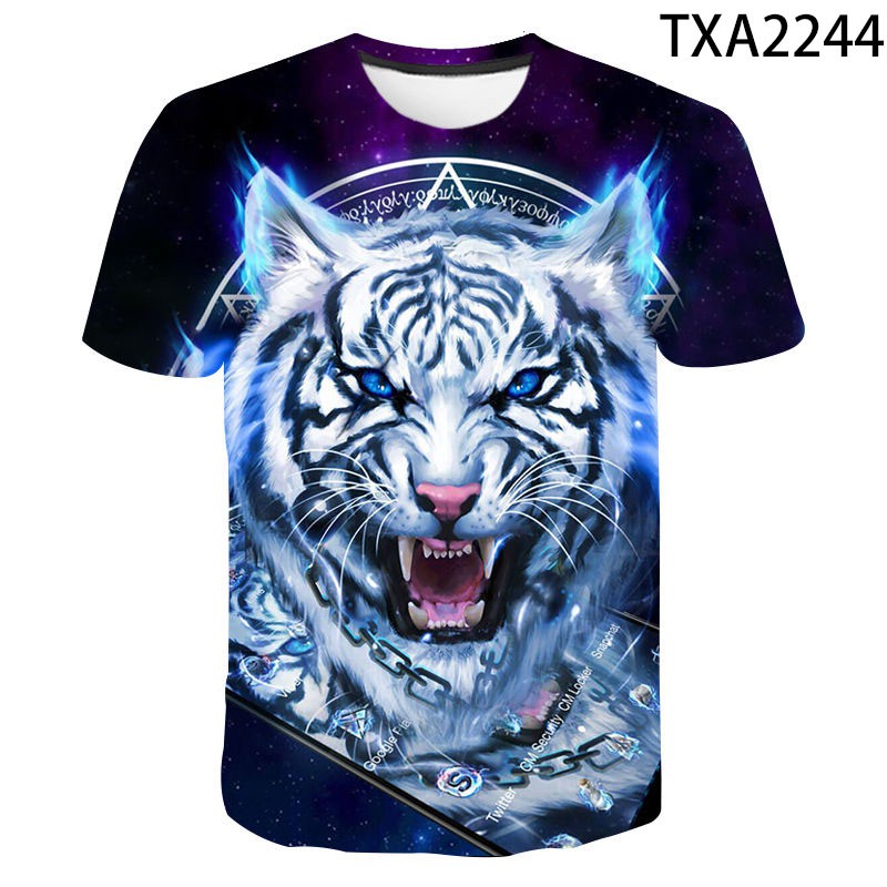 Summer New style T-shirt Men Tiger 3d pattern animal Print Short-sleeved men's plus-size shirt size xs-6xl