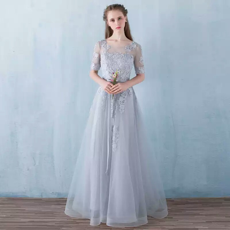 grey bridesmaid dresses long sleeve