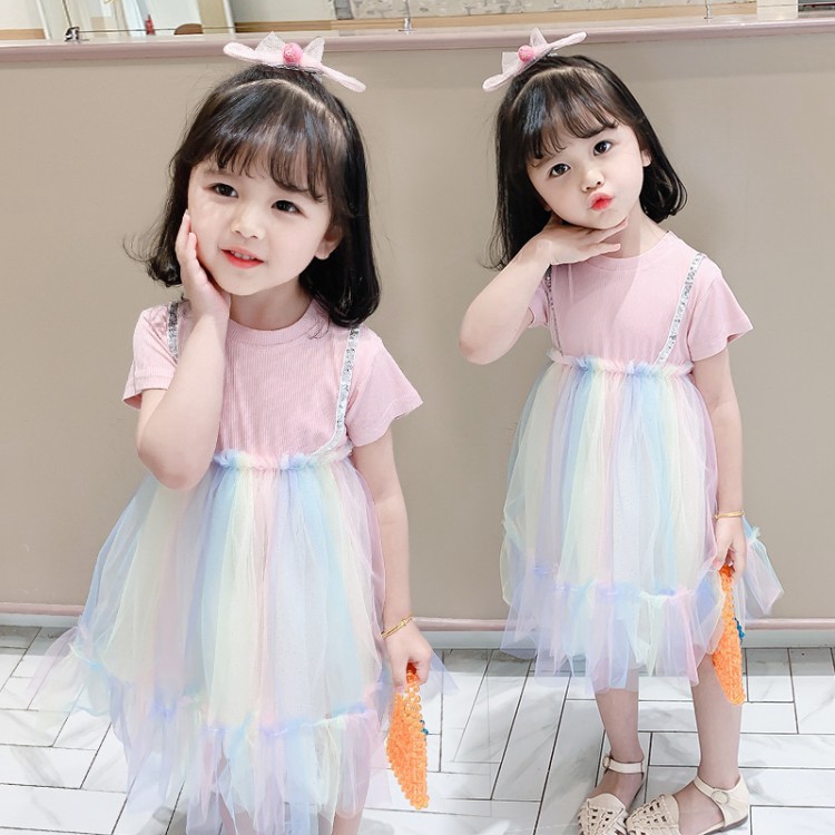 rainbow colour dress for girl