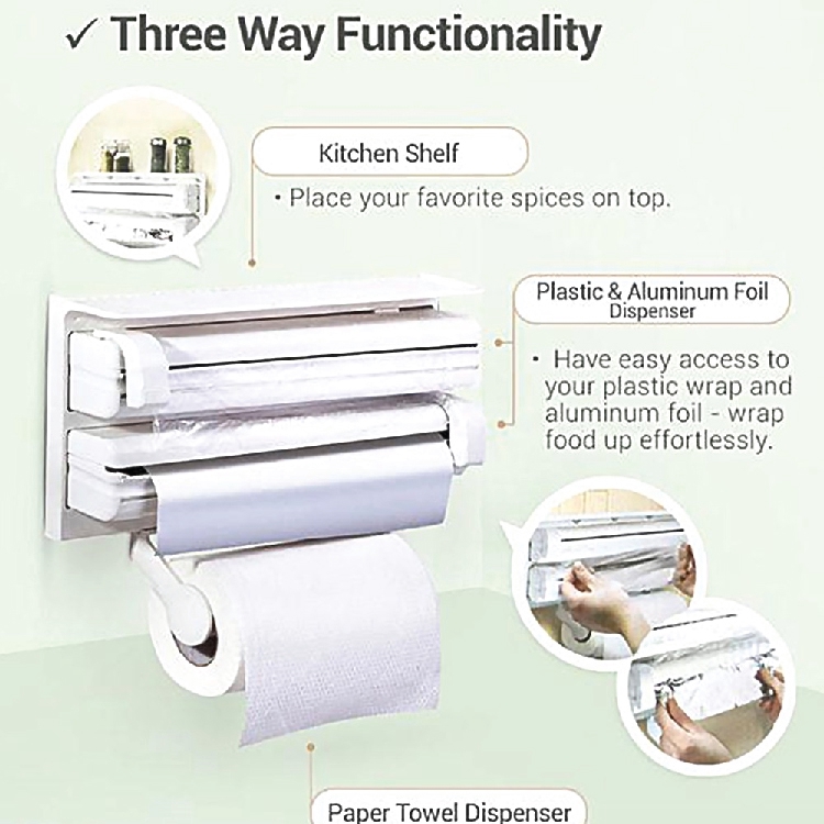 paper towel aluminum foil saran wrap dispenser