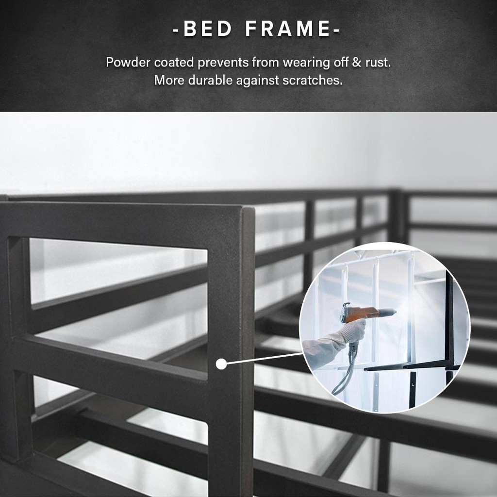 FINSSO: Echo Loft Single or Queen Size Metal Bed Frame / Katil Besi