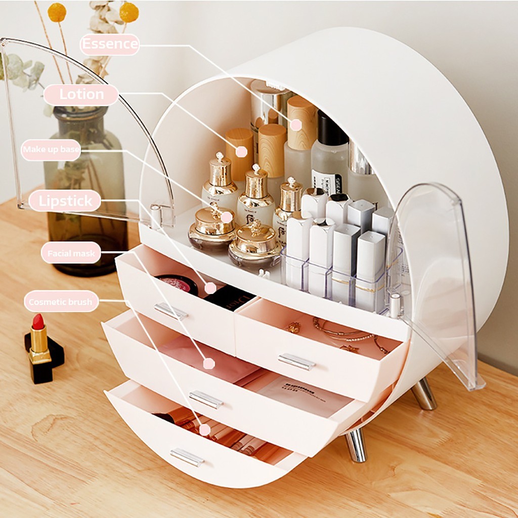 Large Capacity Cosmetic Storage Box Dressing Table Shelf Beauty Acrylic Desktop Transparent Makeup Organizer Case Round Shopee Malaysia