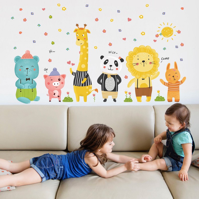 Cartoon Lovely Animal Kids Room Decor Removable Wall Sticker Baby Room Wall Decor Hiasan Bilik Kanak Kanak Shopee Malaysia