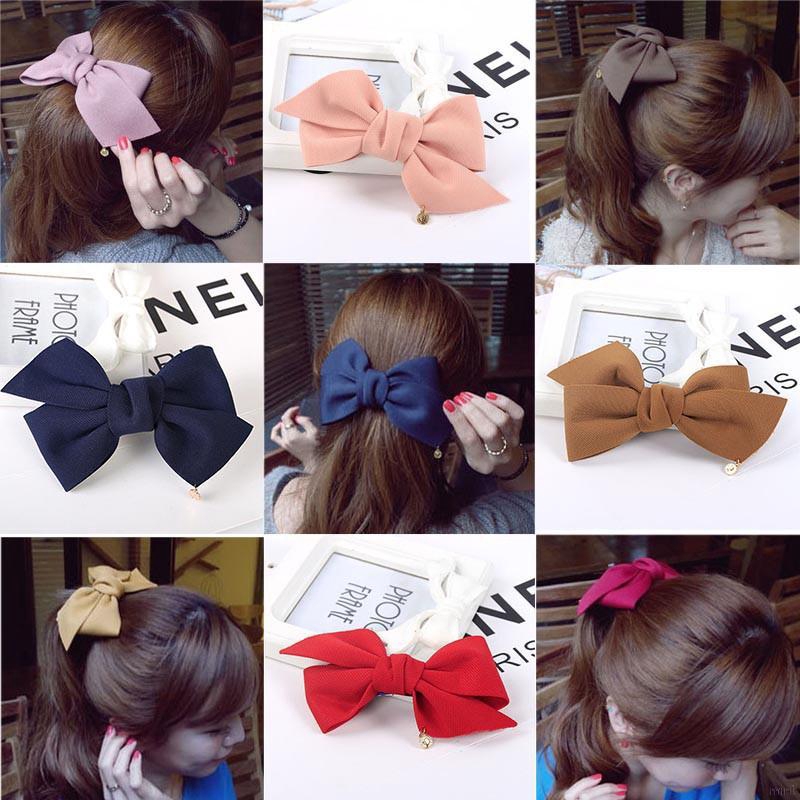 Women Big Solid Cloth Bows Hair Clips Hair Accessories Girl