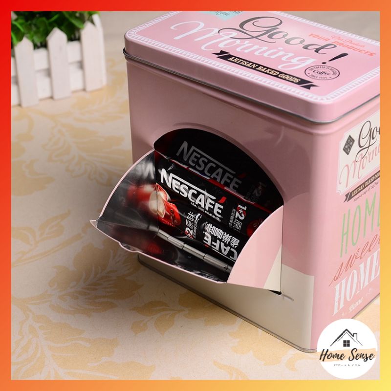 Retro Kitchen Storage Coffee Sachet Candy Tin Box Food Container Snacks