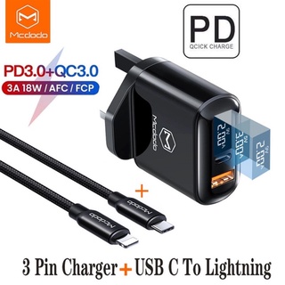 (12 Month Warranty) MCDODO 20W Fast Charger 20W Fast Charger QC3.0 USB PD Dual Port For iPhone Huawei Samsung Xiaomi