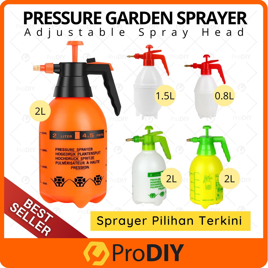 PRODIY 2 Liter Brass Nozzle Pressure Garden Sprayer Garden Spray Pam ...