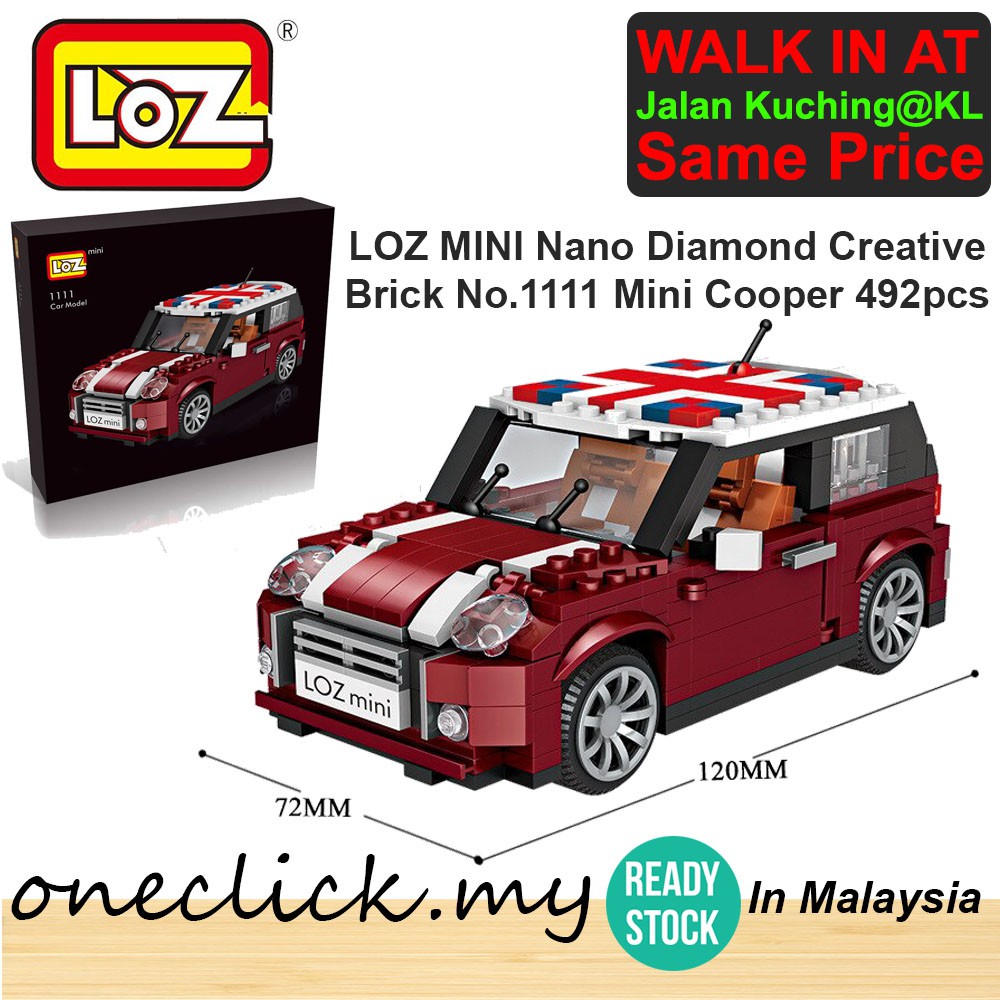 [ READY STOCK ] In Malaysia LOZ MINI Nano Diamond Creative Brick No.1111 Mini Cooper 492pcs Puzzle Toys for boys