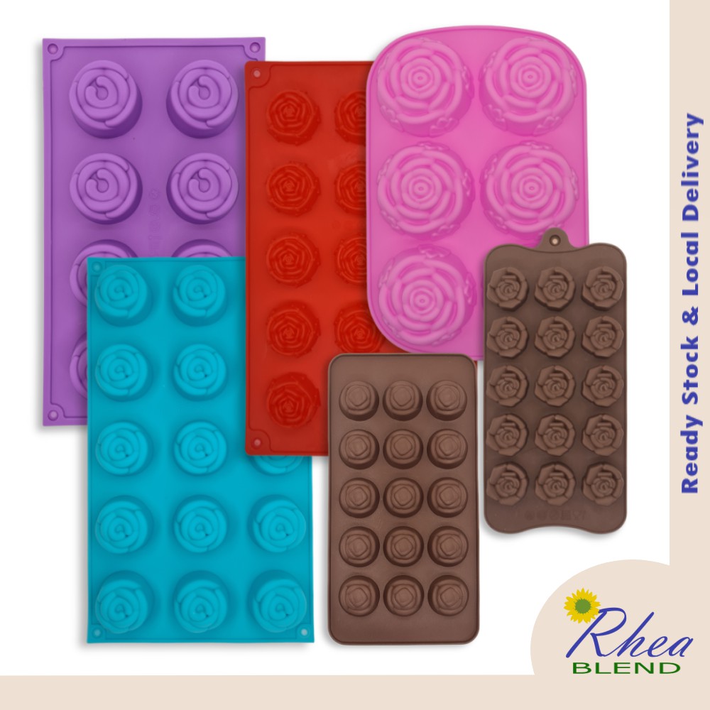 Rose Valentine Silicone Mould 6/8/15 Cavity Flower Simple Vintage Sweet Rose DIY Soap Mini Cake Jelly Candle Mold Acuan