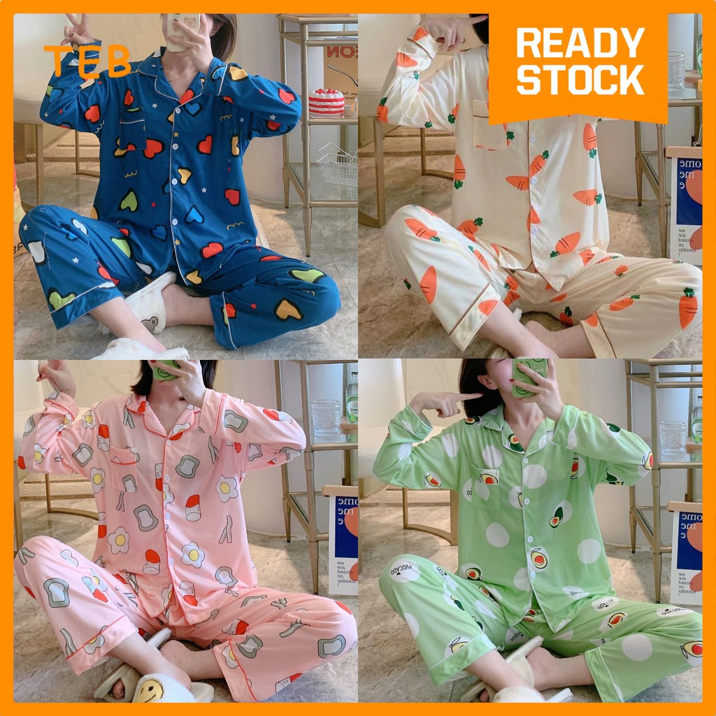 Fruity Pyjamas Baju Tidur Women's Pyjamas Seluar Tidur Wanita pajamas women set wear Plus Size M - XXL