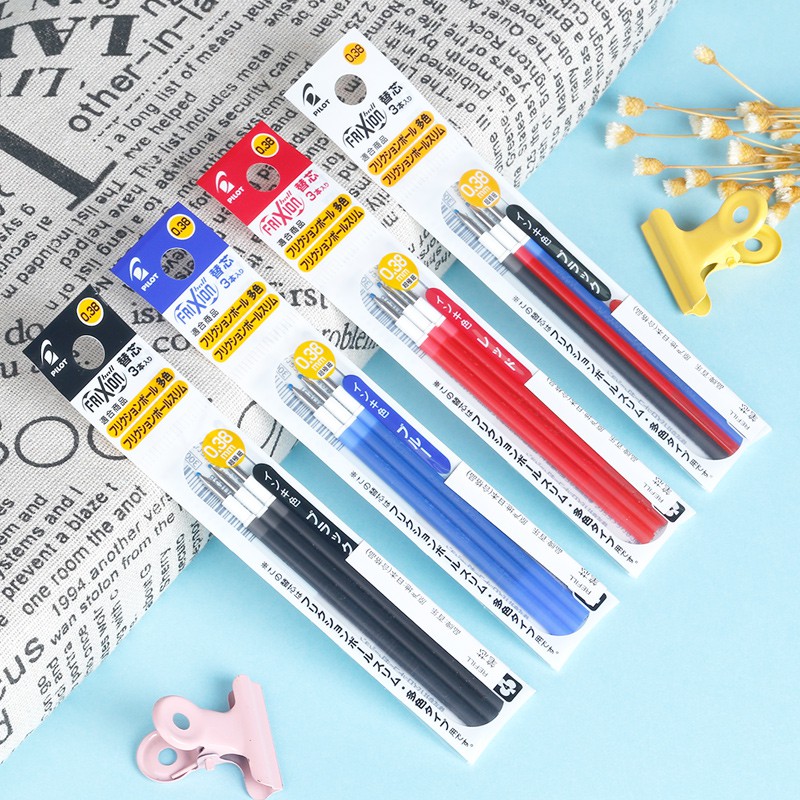 Refill 3pcs Pack Pilot Frixion Ball Slim Erasable Gel Pen 0 38 Mm Blue Black Red Shopee Malaysia