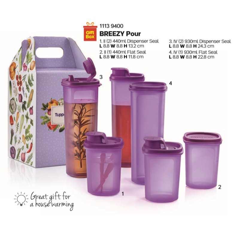 Tupperware Breezy Pour set with gift box (6 pcs)