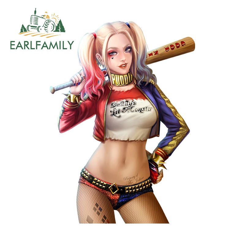 EARLFAMILY 13cm x 9.3cm Harley Quinn Car Accessories Stickers Graffiti Campervan Waterproof Decal Trunk Vinyl Car Wrap Decals