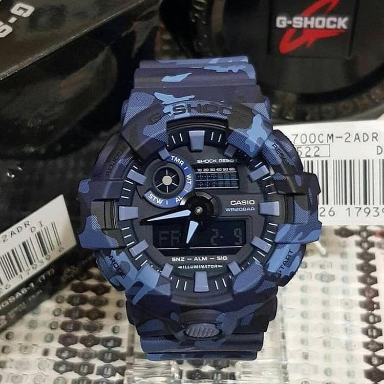 g shock camouflage blue