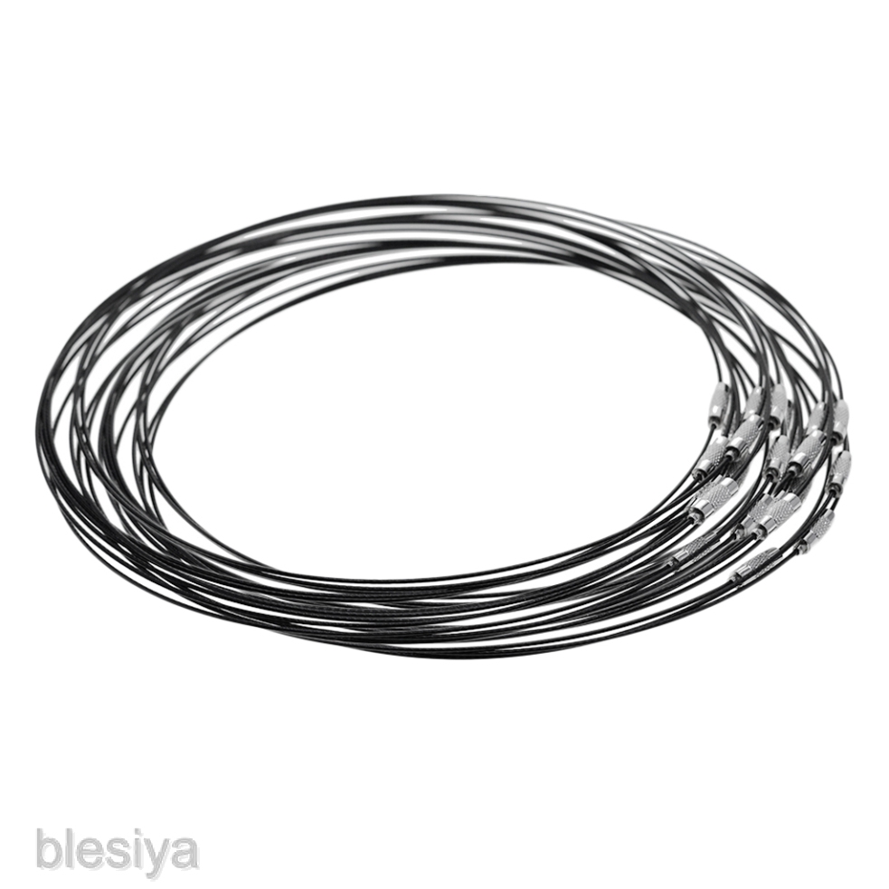 [BlesiyaMY] 20Pcs Choker Memory Wire Necklace Screw Clasp Black Stainless Steel