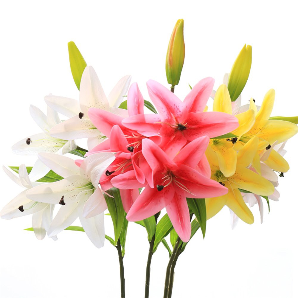 4 Heads 42 Real Touch Pu Lily Artificial Flowers Home Decorative