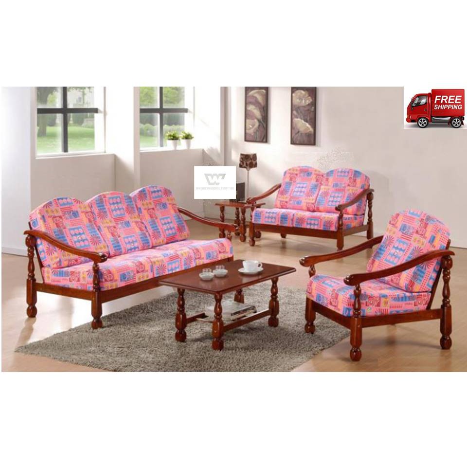  SOFA KAYU SET  1 2 3 1 BIG COFFEE TABLE 1 SMALL COFFEE 